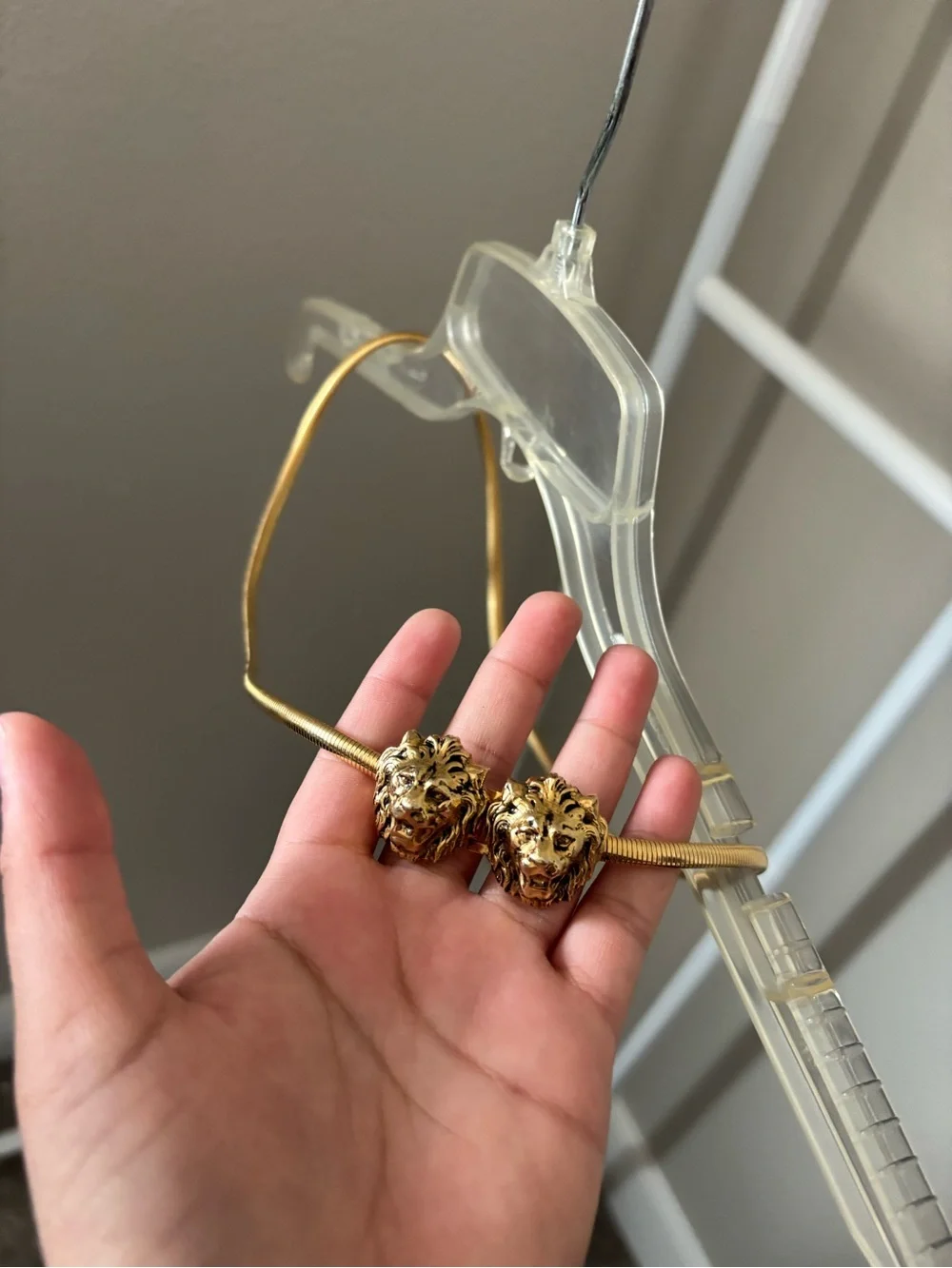 Gold Lion Head Choker Necklace - Unbranded